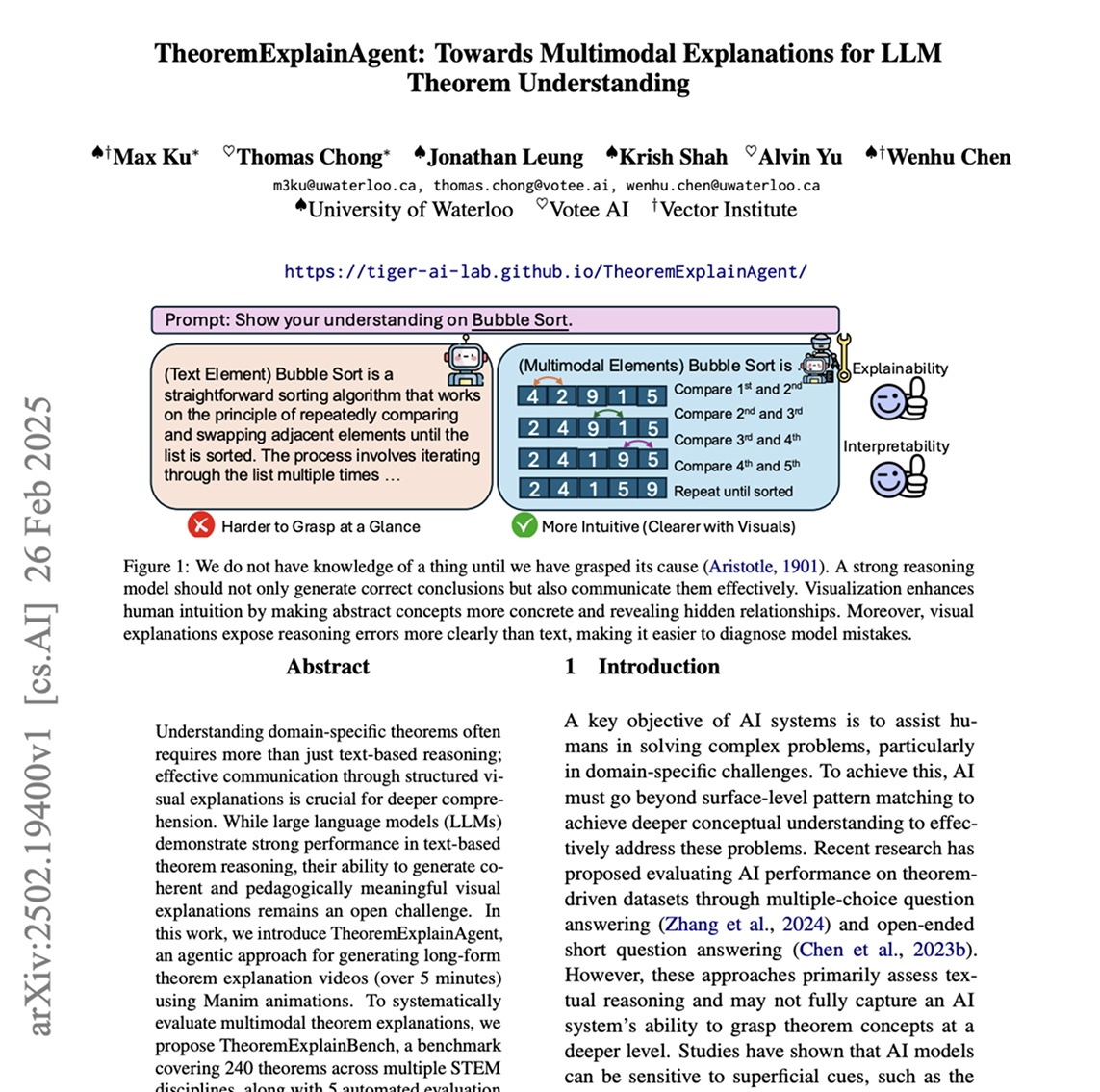 TheoremExplainAgent multimodal explanation